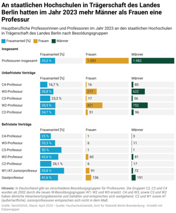 Tabelle Professuren nach Geschlecht 2023